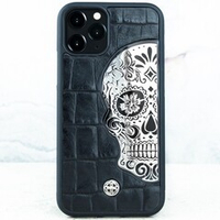 Mexican Katrina's Skull Croc Leather Black