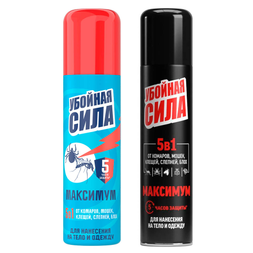 Убойная сила Maximum от комаров, клещей, мошки, слепней, блох в аэроз упаковке 150 см3, арт. 06007