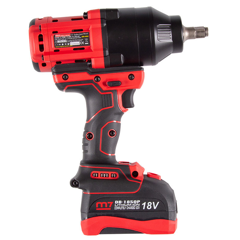 MIGHTY SEVEN (DW-402AL) Гайковерт аккумуляторный ударный 1/2", 1700 Нм, 18 В, кейс, в комплекте фонарь