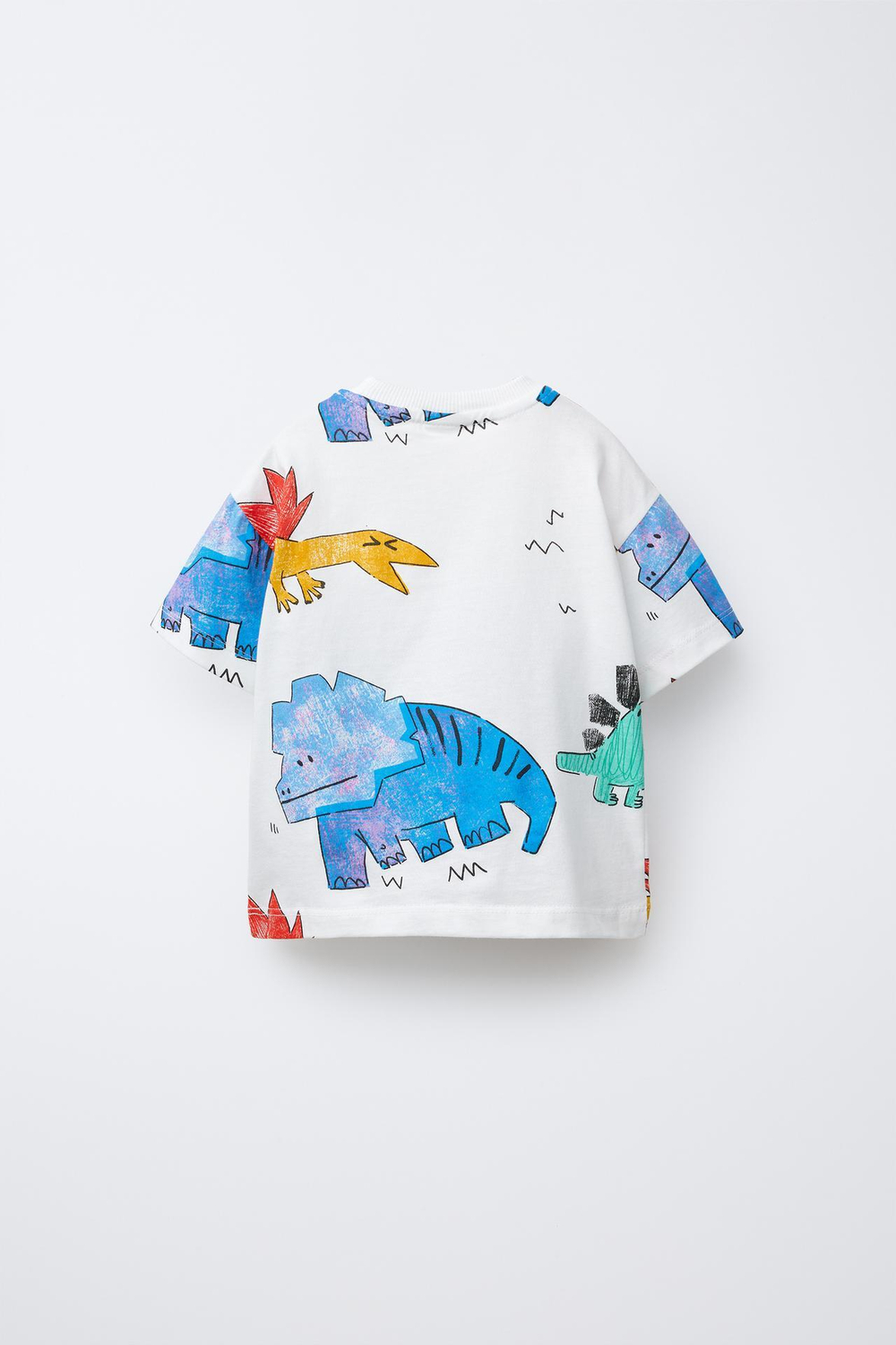 ZARA ФУТБОЛКА С ПРИНТОМ «ДИНОЗАВРЫ», ЖЕЛТОВАТО-БЕЛЫЙ