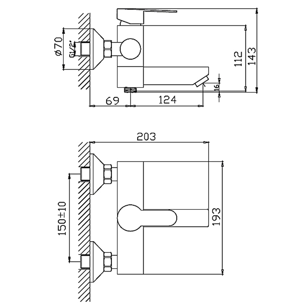 Смеситель для ванны 35к HB60801 HAIBA НЕРЖ