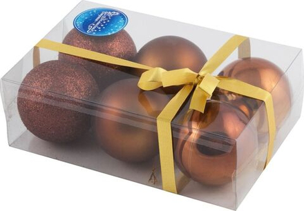 Набор шаров 6шт 6см кофе (глянец: 2шт, матовые: 2шт, глиттер: 2шт), SYQA-0123123-CF