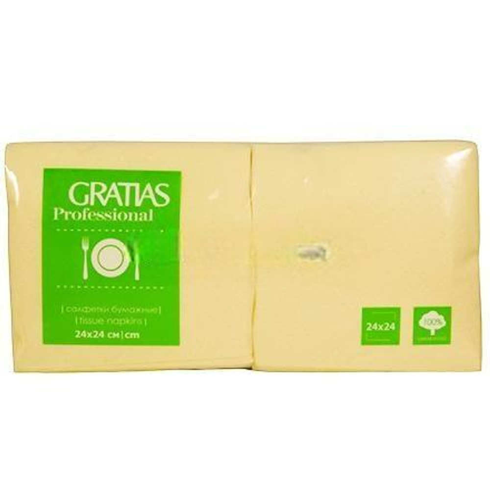 Салфетка 24х24 (1 сл.) 400 шампань/крем (пастельный цвет) Gratias (1/12 шт.)