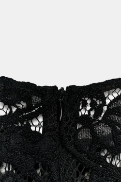 ZARA КРУЖЕВНОЙ ТОП С ПОДПЛЕЧНИКАМИ, ЧЕРНЫЙ