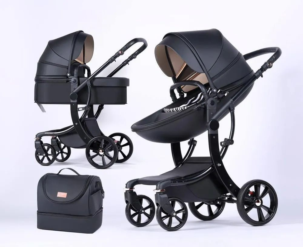 Коляска-трансформер 2 в 1 LUXMOM 608-2 / Коричневая Экокожа
