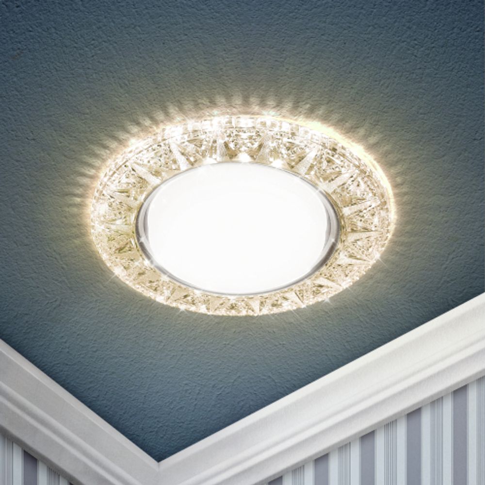 DK LD22 CHP/WH Светильник ЭРА декор cо светодиодной подсветкой Gx53, шампань | Встраиваемые LED светильники