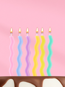 Свечи для торта «Волна», 6 шт., разноцветные