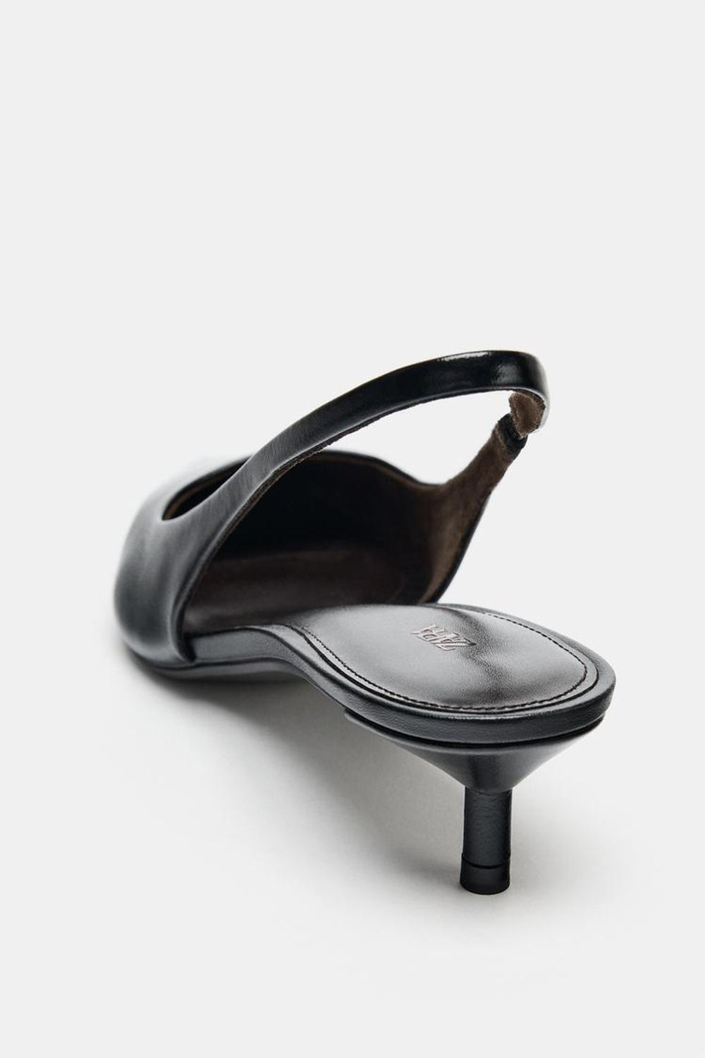 ZARA КОЖАНЫЕ ТУФЛИ-МЮЛИ, ЧЕРНЫЙ