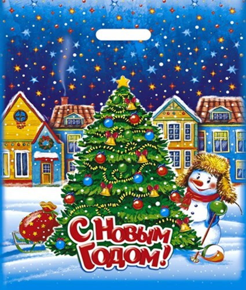 Новогодние пакеты &quot;Снежный патруль&quot; 40х50+6см 80мкм (50/500шт)