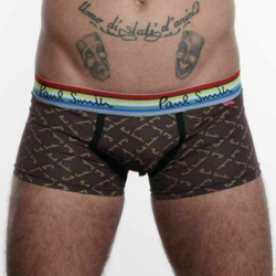 Мужские трусы боксеры Paul Smith коричневые с надписью