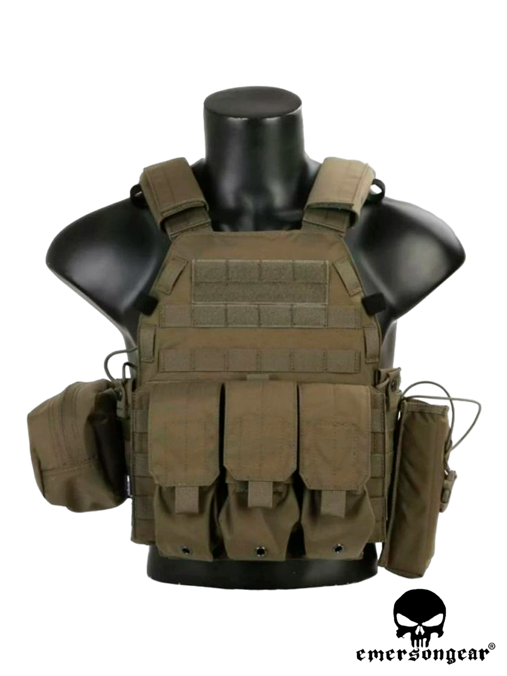 Бронежилет EmersonGear LBT6094A Style Plate Carrier w 3 pouches (EM7440RG). Олива