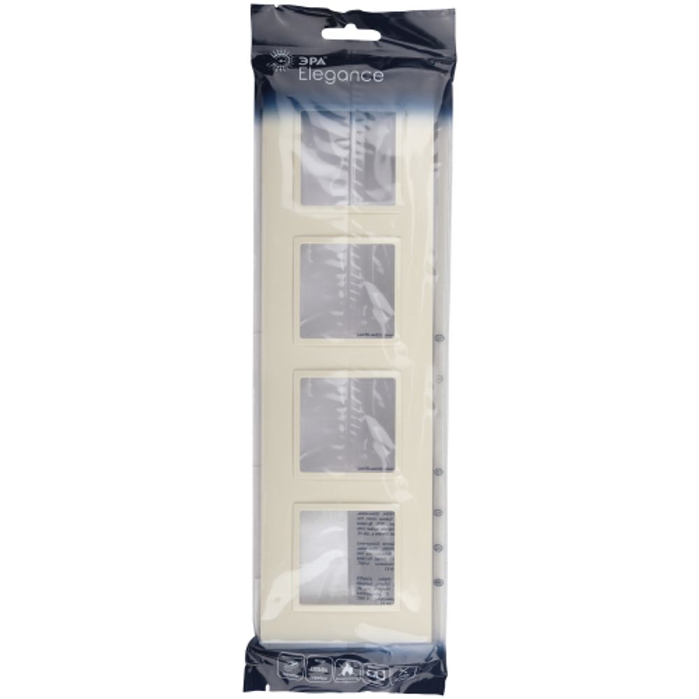 Рамка для розеток и выключателей ЭРА Elegance 14-5014-02 Classic, на 4 поста, слоновая кость