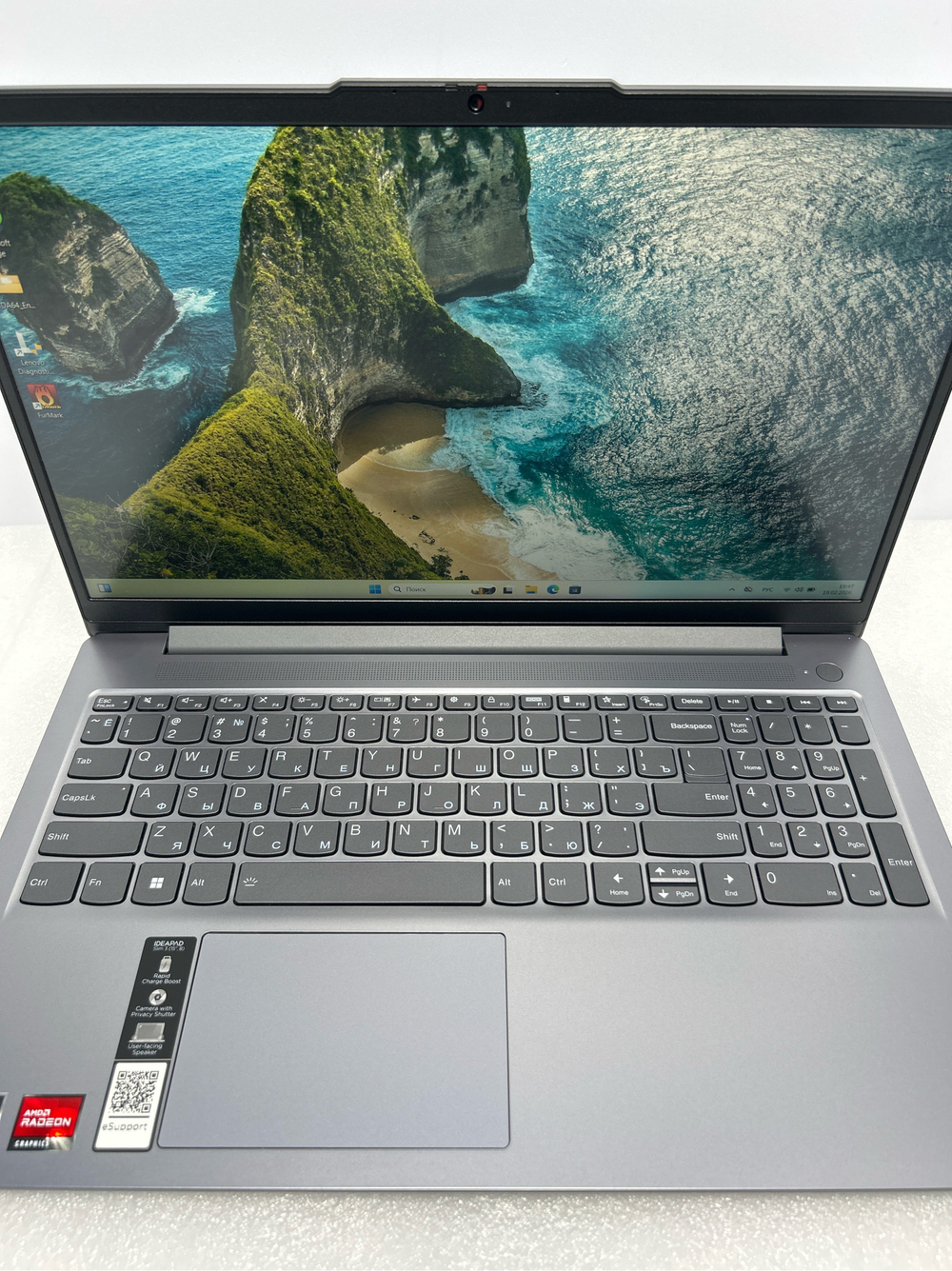 Ноутбук Lenovo IdeaPad Slim 3 15ABR8 (82XM00FYIN) 15.6"/AMD Ryzen 5 7530U/RAM 8GB/SSD 512GB/AMD Radeon Graphics/1920x1080/IPS/DOS/Подсветка кл-ры: LED/серый. Состояние: B1