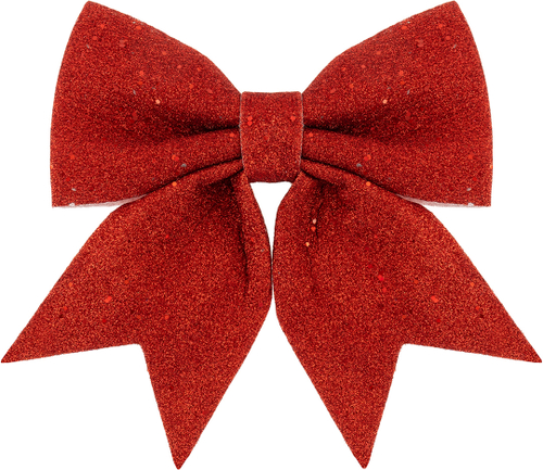 Декоративный бант Праздничный, Красный, с блестками, 20*25 см, 1 шт. в упак.