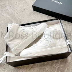 Женские высокие белые кроссовки Chanel премиум класса
