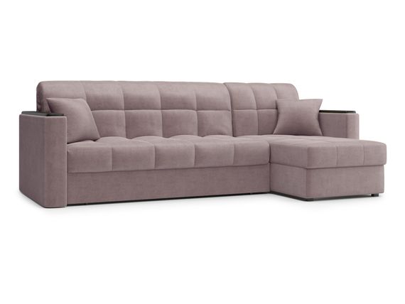 Диван угловой с оттоманкой Неаполь 1,6 - Velutto 22 коричневый/накладка венге