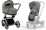 Коляска Cybex Priam IV Chrome Brown complete Cloud G Ocean Blue Plus Base G 4 в 1 Mirage Grey