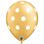 Шар латексный 28см Горошек (Золотой)
