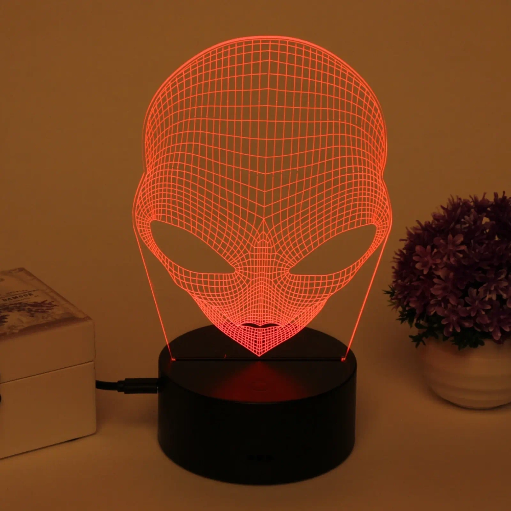 Светильник ночник «3D-Пришелец» на пластиковой подставке, с включателем USB