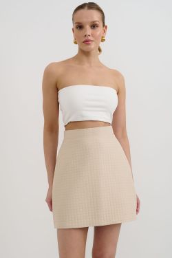 Юбка мини со стежкой бежевого цвета