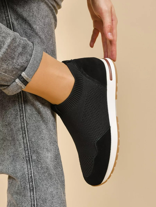 Кроссовки нат. замша/текстиль (36-41)р. / шт. HL-143-BLACK