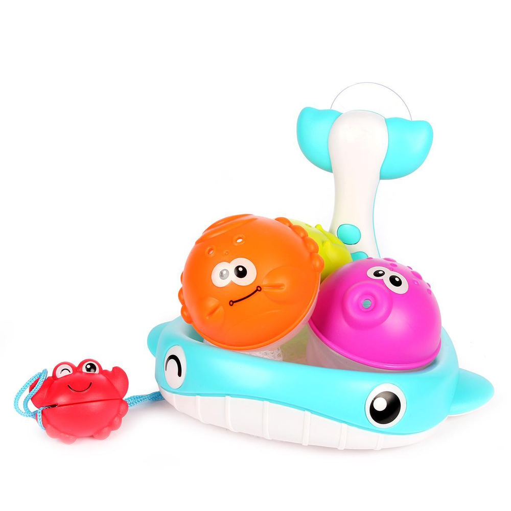 Игрушка для купания "Веселый кит", 3 шарика-лейки