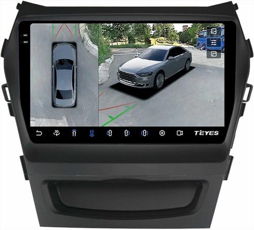 Магнитола для Hyundai Santa Fe 3 2012-2018 (климат на ШГУ) - Teyes CC3-2K-360 монитор 9.5" 2K QLED на Android 10, Быстрая, CarPlay, 4G SIM-слот, 4 камеры в комплекте