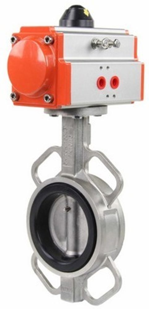 Water Butterfly Valve Elephant 316l-epdm-elephant-da, body material - stainless steel AISI 316L, disk material - stainless steel AISI 316L, seal - EPDM, pneumatic actuator operated