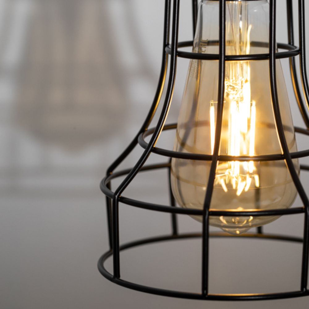 Светильник подвесной ЭРА PL10 BK под лампу E27 высота плафона 200мм подвеса 800мм черный | Подвесы в стиле LOFT