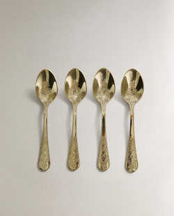 ZARA HOME НАБОР ДЕСЕРТНЫХ ЛОЖЕК С ГРАВИРОВКОЙ (4 ШТ.), ЗОЛОТИСТЫЙ