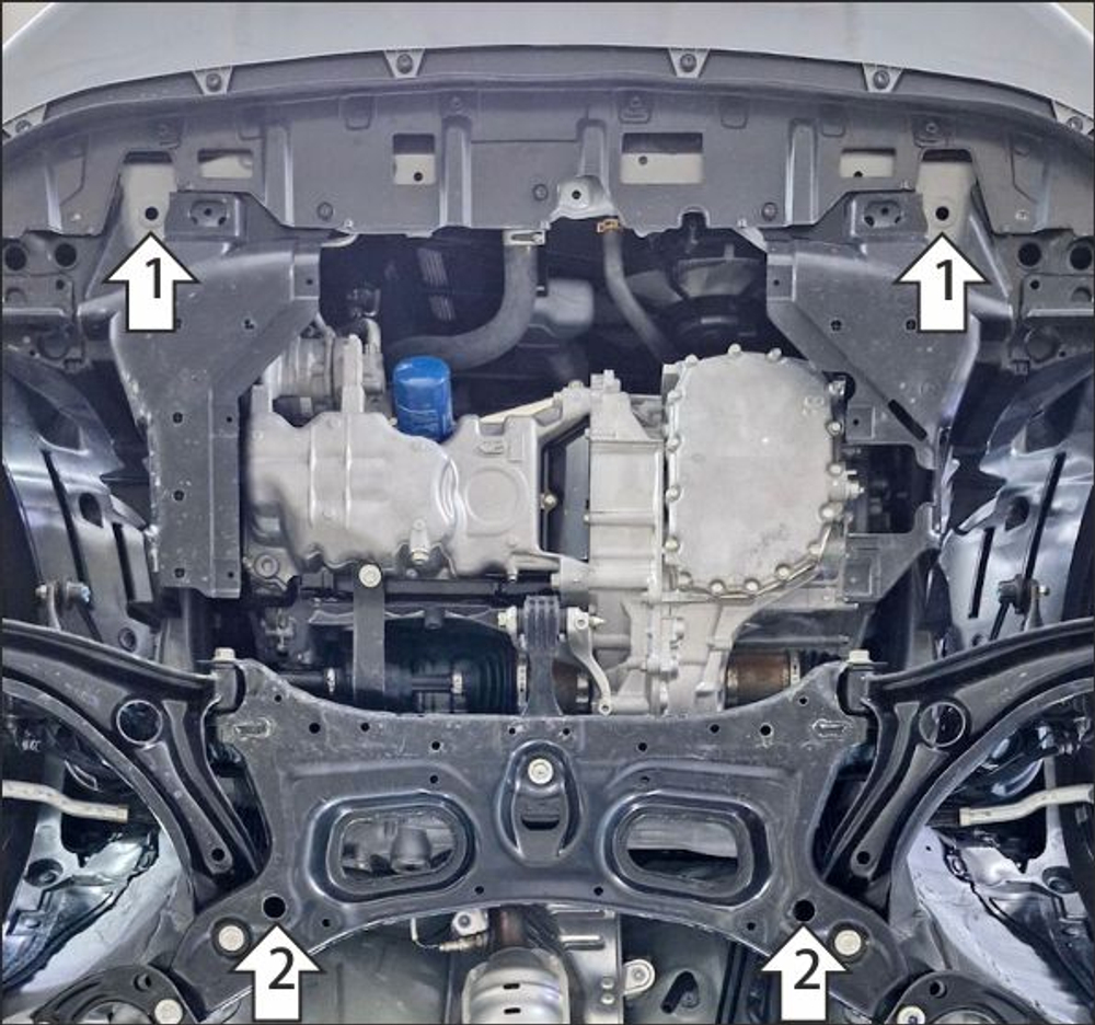 Защита картера двигателя, КПП. 2 мм, Сталь. для Honda Fit 2022-н.в., Motodor.70814