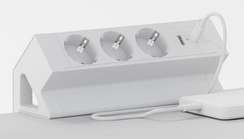 Блок розеток настольный с двумя крепежами (3 розетки, USB-A, USB-C) G4103Y-2AC.N Белый 215*75*82