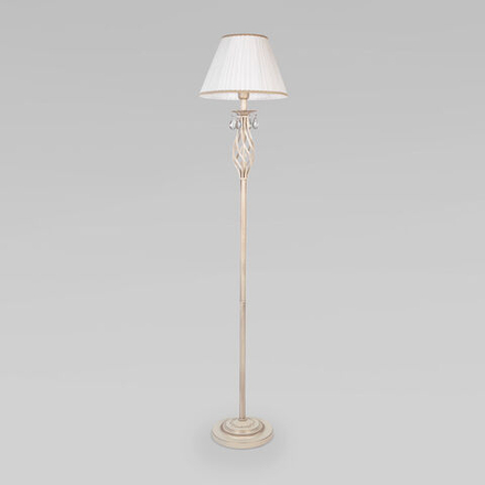 Напольный светильник с хрусталем 10073/1 белый с золотом