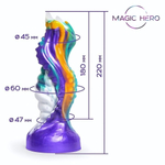 Яркий фантазийный фигурный фаллоимитатор - 22 см. (Цвет: разноцветный)