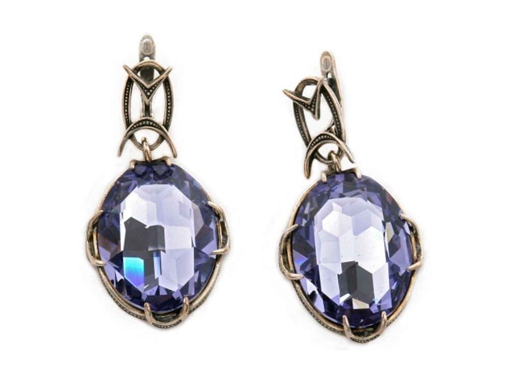 "Северн.сияние" серьги в серебряном покрытии из коллекции "Дефиле" от Jenavi  с английским замком