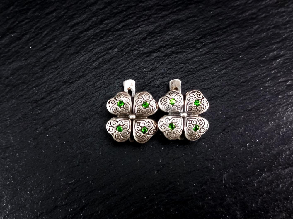 Серьги короткие "Клевер удачи"