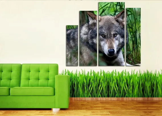 Модульная картина "Спокойный волк"