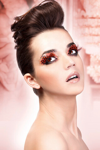 Ресницы черно-красные перья (Цвет: черный с красным)