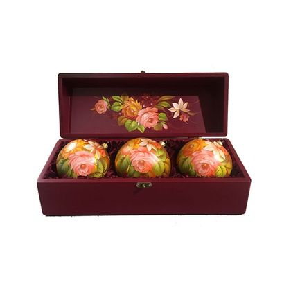 Zhostovo Christmas balls in wooden box - set of 3 balls SET04D-667785848