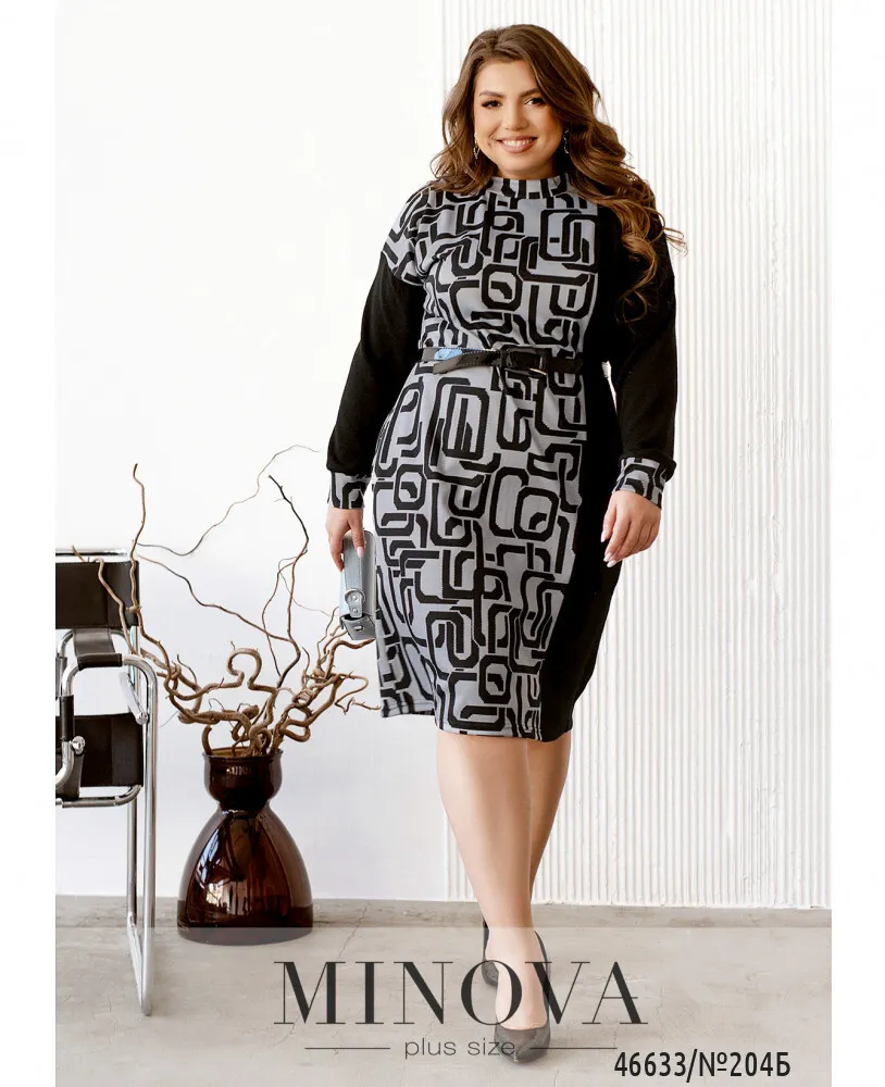 Платье 204Б-Серый-черный Minova