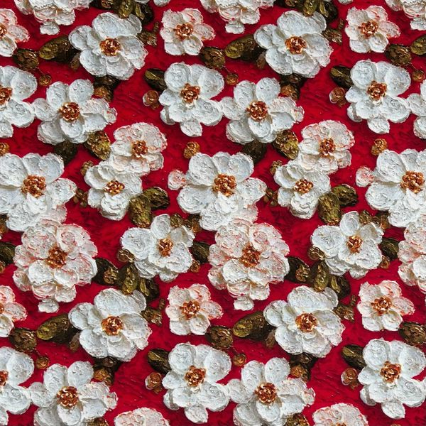 ИМПАСТО, БЕЛАЯ МАЛЬВА НА КРАСНОМ 1