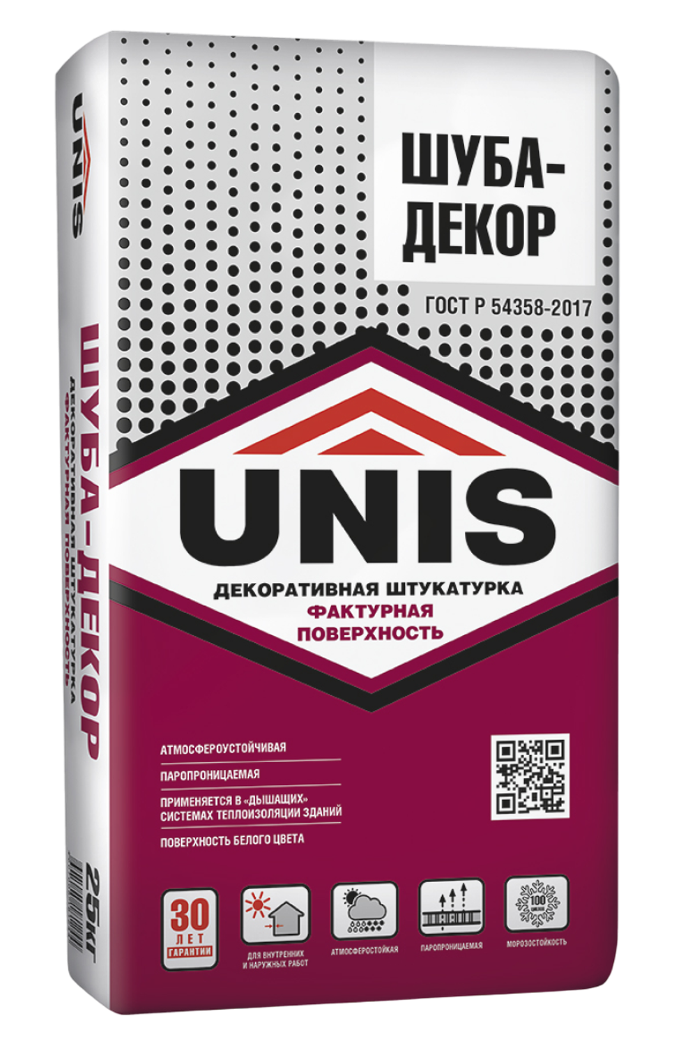 Штукатурка UNIS ЮНИС ШУБА-ДЕКОР декоративная белая цементная  25 кг