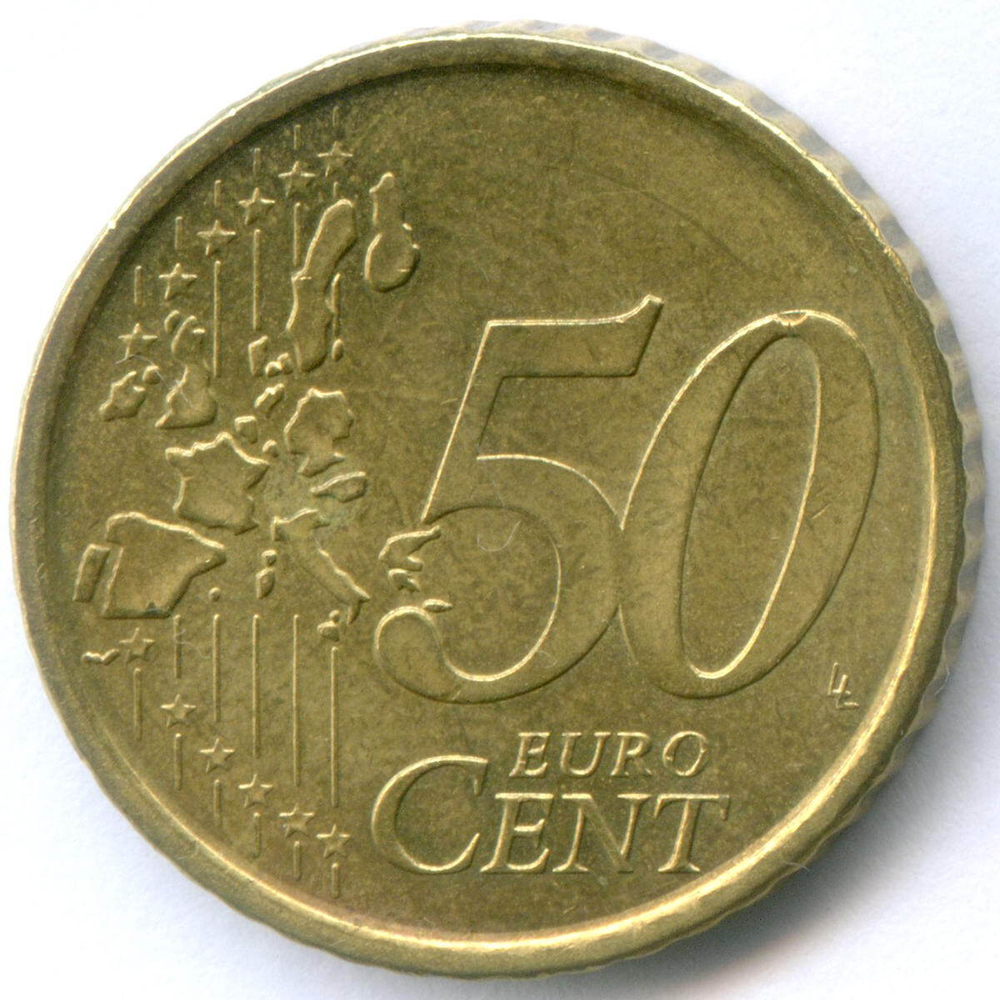 50 евроцентов 2001 год. Испания. Регулярный выпуск. Тип 1. Нордик XF+