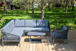 "Канны" модульная угловая лаунж-зона из роупа (веревки), цвет темно-серый