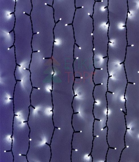 Светодиодный занавес Sealed 1*3 м., 220V., 300 холодных белых LED ламп, черный каучук, Beauty Led (LL301-1-2W)