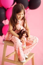 Костюм из муслина цвет коралловый с принтом Одуванчики