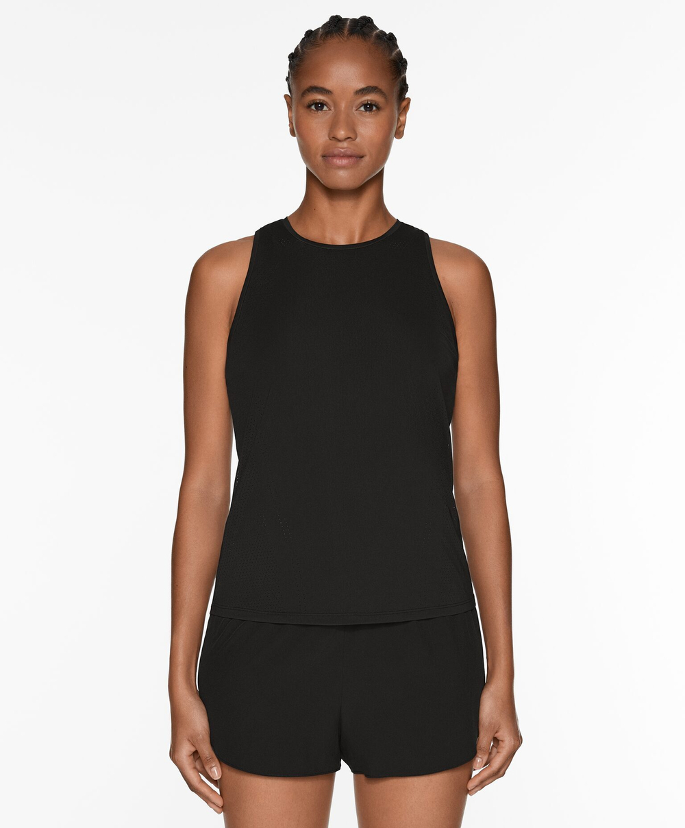 Oysho Высокотехнологичная майка с вырезом на спинке, черный