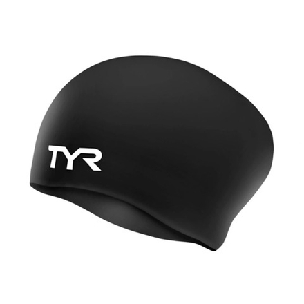 Шапочка для плавания подростковая TYR Long Hair Wrinkle-Free Silicone Cap Jr, LCSJRL-001, черный
