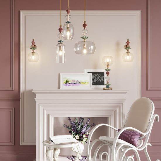 4855/1 CLASSIC ODL_EX22 195 золото/раноцветн./керамика/стекло Подвес E14 1*40W 4855/1 BIZET