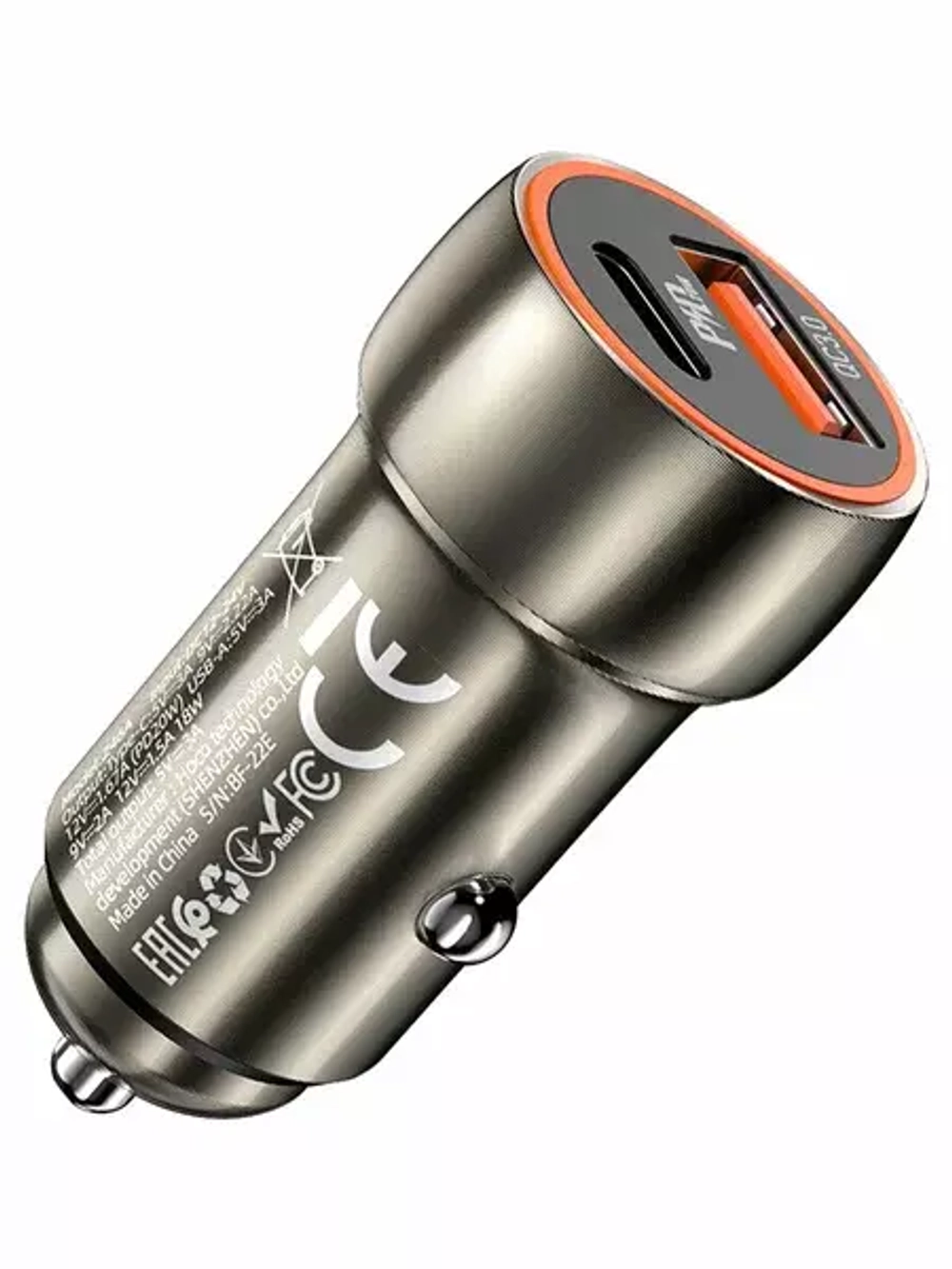 Автомобильное зарядное устройство USB/Type-C Hoco Z46A (20W, QC3.0, PD, 1Type-C, 1USB) Черный